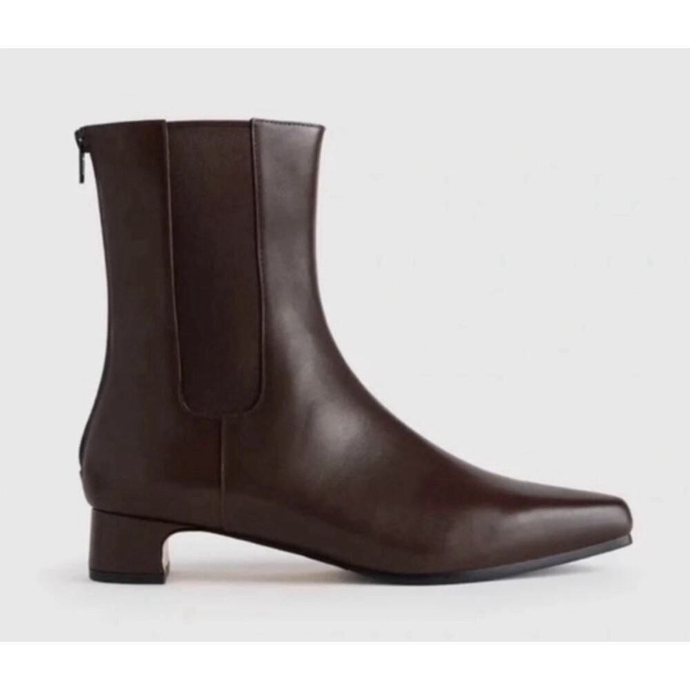 NEW Quince Women Italian Leather Kitten Heel Ankle Boot •6.5 Espresso Brown $164 - Picture 2 of 11